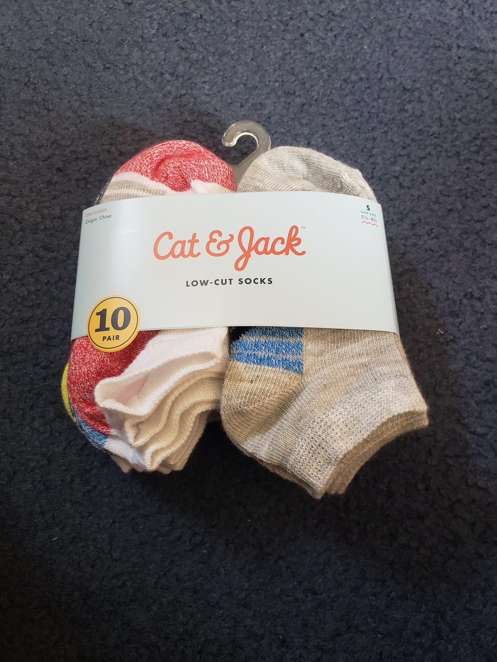 Cat & Jack Kids Low-Cut Socks Pack with Red, Blue, Yellow, & Green Accents